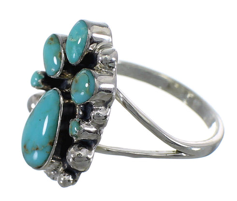 Southwestern Turquoise Sterling Silver Ring Size 5-3/4 RX60427